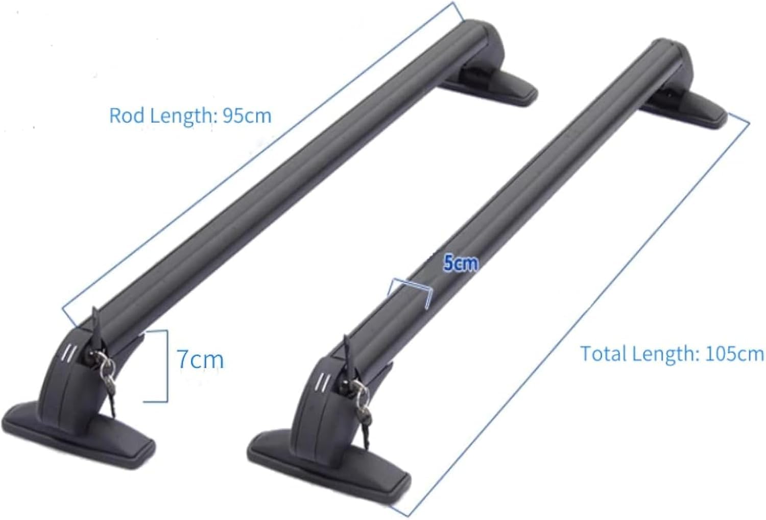 EVERGOODS 2PCS Lockable Car Roof Bars 105cm – Aluminium T-Slot Roof Rack with 2 Keys, Anti-Theft Luggage Carrier for Vehicles with Raised Roof Rails — view 5
