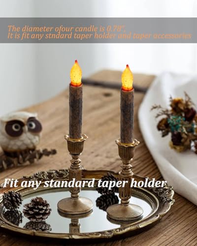 Taper-Primitive-Candles-with-Timer-6pcs-Real-Wax-Hand-Dipped-Battery-Operated-Flameless-Candles-for-Christmas-Halloween-Home-Decor-Church Taper Primitive Candles with Timer 6pcs Real Wax Hand Dipped Battery Operated Flameless Candles for Christmas Halloween Home Decor Church