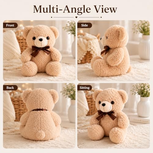 Image of Soft Teddy Bear 28 cm Brown Plush Toy for Kids | Cute Stuffed Teddy Bear | Soft Cuddly Toy