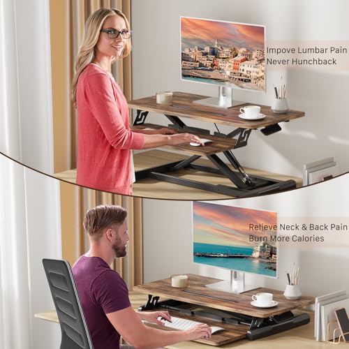 JOY worker 32" Standing Desk Converter with Spring-Lift & Keyboard Tray — view 5