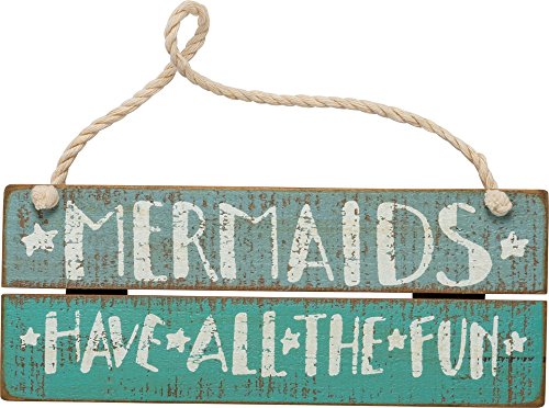 Primitives by Kathy Distressed Blue Slat Hanging Sign, 7.5 x 3, All The Fun