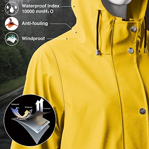 UNIQUEBELLA Upgrade Damen Regenjacke Wasserdicht Regenmantel Winddicht Wetterfest Übergangsjacke Mit Kapuze Mantel Jacke Outdoor