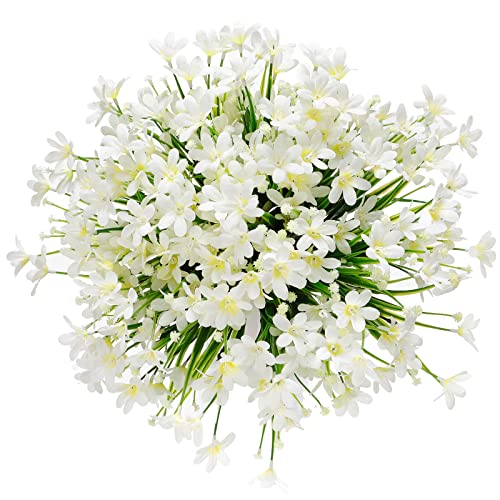 8 Bundles Artificial Daffodils Flowers Outdoor Artificial Flowers UV Resistant Fake Flowers Faux Flowers Shrubs for Indoor Outside Garden Porch Window Box Home Office Wedding Decor image 2