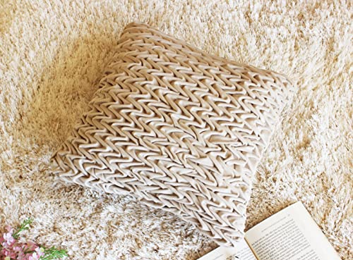 Image of Monstera Hut Corded Wavy Suede Misty Ivory Cushion Cover Pack of 1, (Cushion Cover 16x16inch) (40.6 x 40.6 cm)