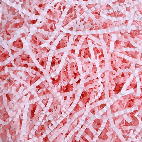 Raissily 1.5LB/700g Crinkle Cut Paper Shred Filler, Packing Grass Cushion Paper for Valentine's Day Wedding Anniversary Valentine's Day Confetti Box Filling Wrapping Gift Decoration (Light Pink)