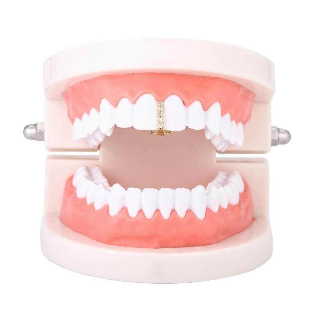 Hip Hop Teeth Gap Crystal Grills Punk Teeth Caps Cosplay Party Tooth Rapper Funny Jewelry Gift Gold | Buy Now With Express International Delivery