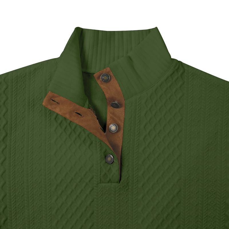 Men's Casual Long Sleeve Sweatshirt Pullover Button Stand Collar Twist Patterned Sweatshirts4