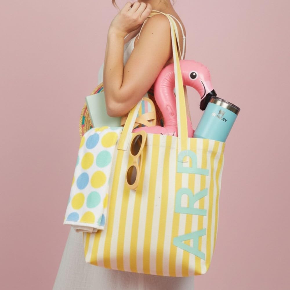 Agatha Ruiz de la Prada Bolso Tote Playa con cremallera y franjas de color amarillo
