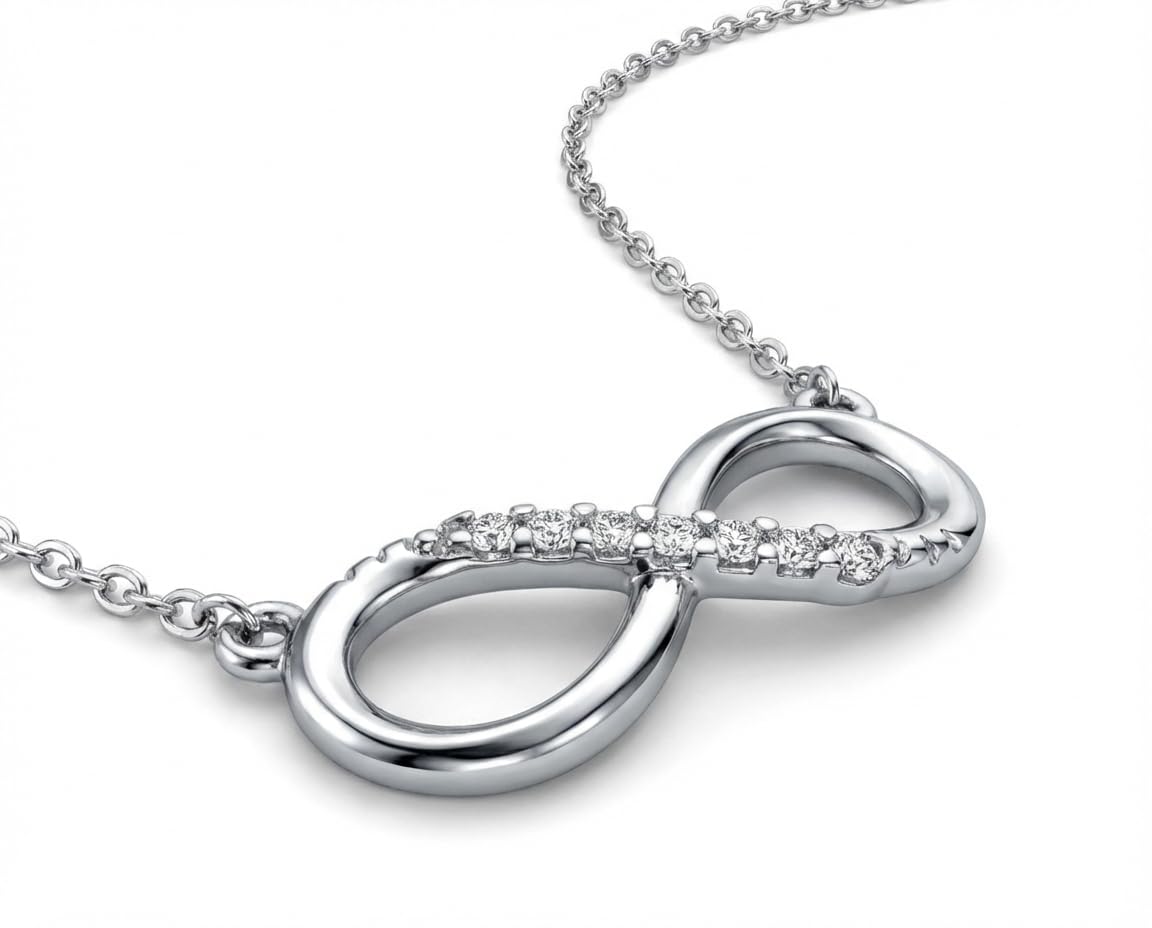 Bling Jewelry Colgante de Collar Infinito Nudo de Amor Eterno Promesa Romántica Estilo Estación Figura 8 Pavé CZ Para Mujer Novia .925 Plata de Ley Circonita Cúbica