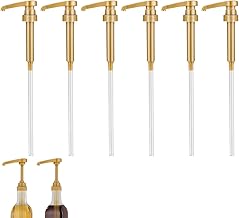 6 Packs Coffee Syrup Pump, Fits Most 750ml Syrup Bottle (for Torani, Davinci, Jordan's Skinny Syrup Bottles) Syrup Dispenser Syrup Pumps for Coffee Bar and Home, No Dripping (Gold)
