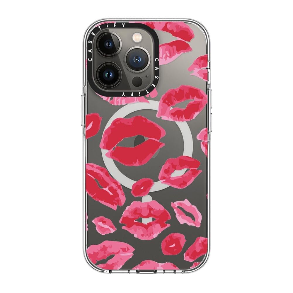 CASETiFY Custodia trasparente per iPhone 13 Pro, non ingiallisce, protezione da cadute da 2 m, compatibile con Magsafe, con rossetto baci, trasparente