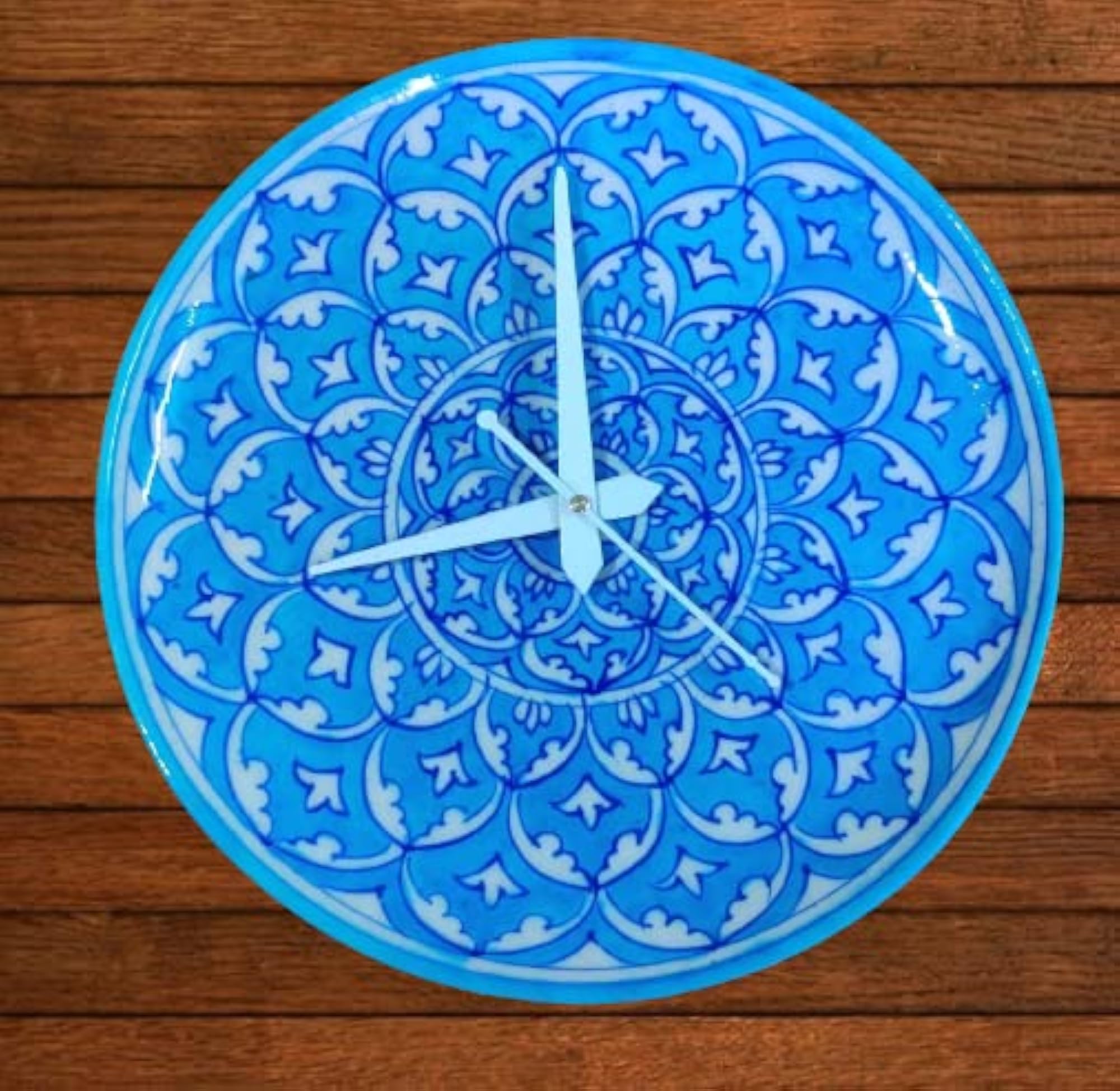 Blue Pottery Decorative Handmade Plate Inspired Wall Clock