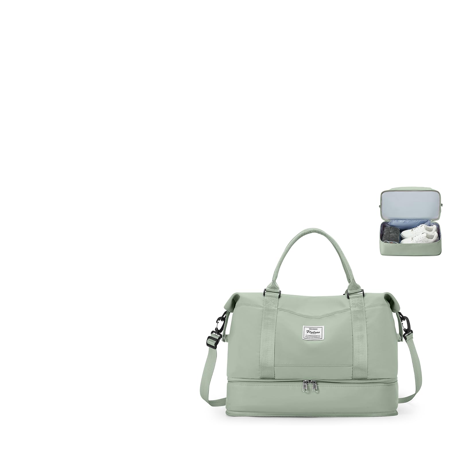 Borsone da Viaggio Donna, 40x20x25 Ryanair Bagaglio a Mano Borsa da Viaggio con Scomparto per le Scarpe, Borsa Sportiva Borsone da Palestra Grande, Borsa da Weekend,Borsa per Ospedale,F13-Bianco verde