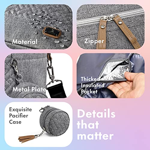 Dikaslon Diaper Bag Tote, Large Travel Diaper Tote For Mom And Dad, Multifunction Baby Tote Bag For Boys And Girls With Pacifier Case And Changing Pad, Grey #TOP2