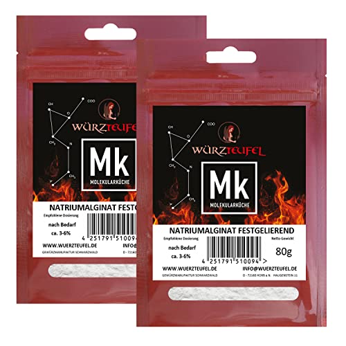 Alginato, sistema de alginato gelificante sólido a base de alginato de sodio, cocina molecular. 2 bolsas de 80 g (160 g)