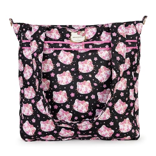 JuJuBe x Hello Kitty Cherry Blossoms Be Light Tote Diaper Bag with Changing Pad, Large Lightweight Carryall for Baby Essentials, Bottles, Diapers, Travel Gym Bag for Moms, Foldable Stroller Organizer