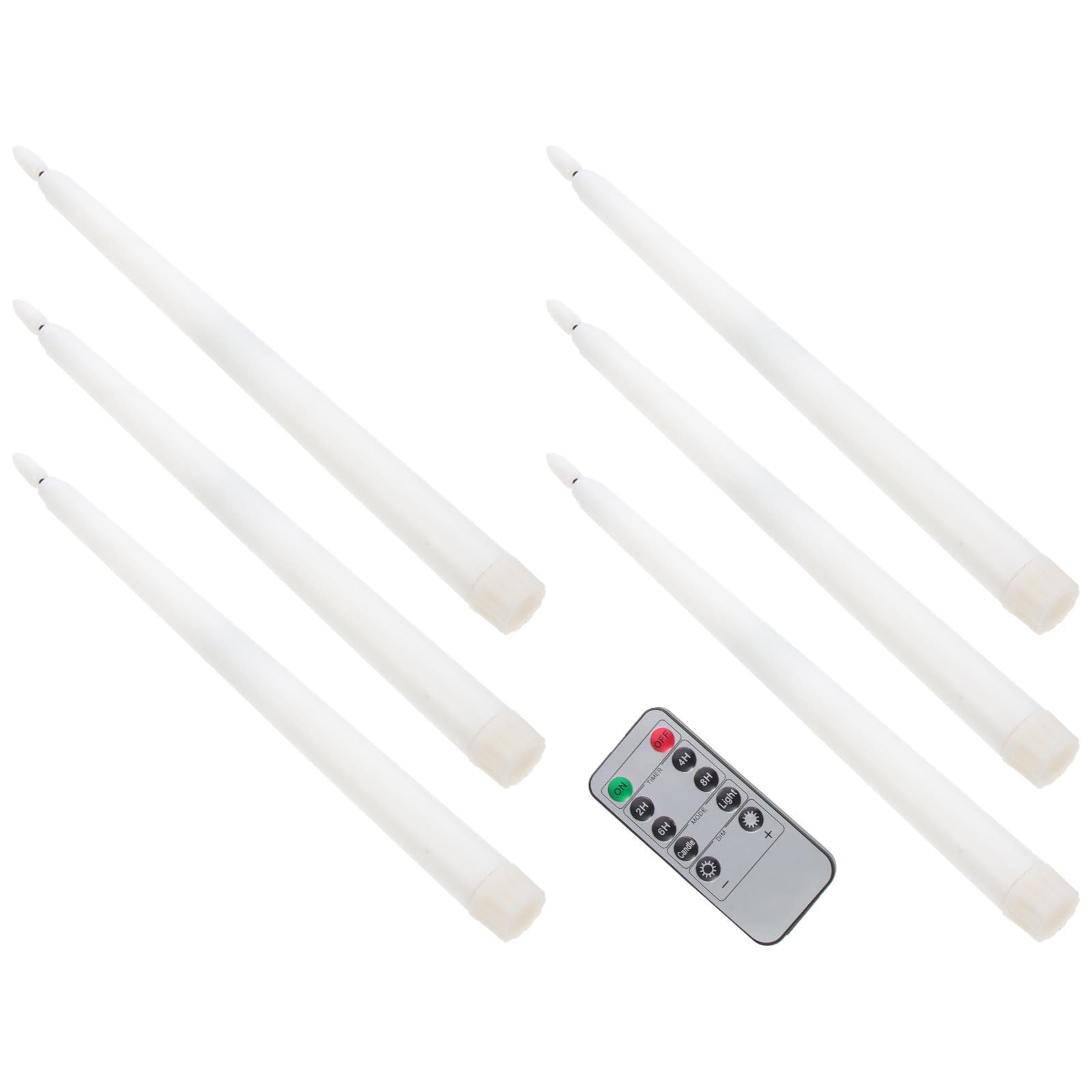 DOITOOL Set 6 Candele Elettroniche con Telecomando Candele a Batteria senza Fiamma in Abs LED Coniche per Decorazioni Matrimonio e Natale