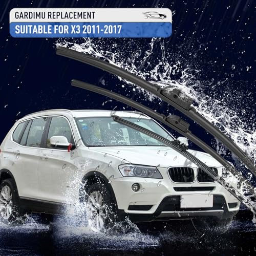 Image of Front and Rear Windshield Wiper Blades, 3 Pcs Front and Back Windshield Wipers Blades Replacement for BMW X3 F25 2011-2017, Car Window Wiper Blades for 2011 2012 2013 2014 2015 2016 2017.