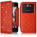 Seluxion   Housse Coque Etui Portefeuille Universel Style Diamant pour Archos 50 Helium 4G Couleur Orange