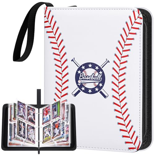 PORANDIA Baseball Card Binder 440 Pockets Trading Card Album with Sleeves Sports Card Binder with Card Display Design Baseball Card Holder Album Protectors for Sport Cards Collectors