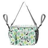 HLPLLXY 大容量ベビーカーバッグ、おむつバッグ、多機能、哺乳瓶、スマホ、防水、調節可能、保温・保冷 スマホ おもちゃ 母子手帳 おしりふき 対応 ママ 収納 (フォレストディア)