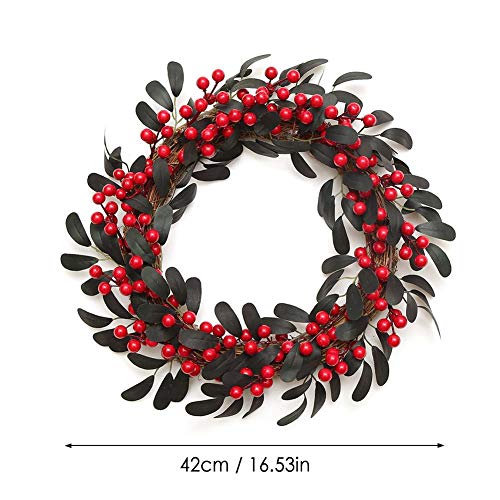 primrosely 42cm Kranz Deko Türkranz Deko-Kranz Herbst Künstliche Blatt Rote Grate Kranz Tür Hängender Kranz Fensterdekoration Anhänger Wanddekoration Für Weihnachten Hochzeit Halloween Thanksgiving
