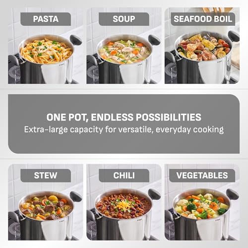 Image of T-fal Specialty Stainless Steel 16-Quart Stock Pot with Lid, Induction Compatible, Soup Pasta Pot, Dishwasher-Safe, Oven Safe Up To 350, Silver