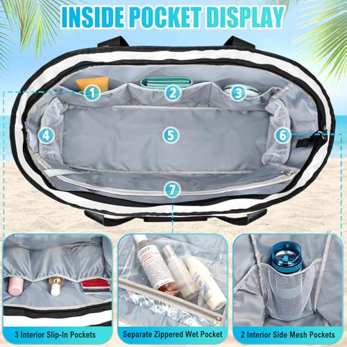 Image of Extra Large Beach Bags for Women Waterproof Sandproof Beach Tote Bag