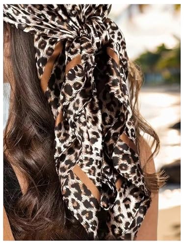 Milumia Women's Leopard Print Square Head Scarf Hair Scarves Bandana Headband3