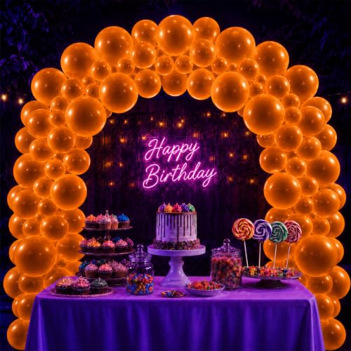 Image of 100 Pcs UV Neon Orange Balloons 12 inch Neon Party Supplies, Balloons, Glow in the Dark for Birthday, Graduation, Baby Shower,Wedding, Anniversary Valentines Party Decorations