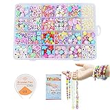 DIY Armband Bunte perlen Set,DIY Perlenschmuck für Kinder,Kinder DIY Armband,DIY Perlen Set Armbänder Selber Machen Kinder Schmuck Schnurset, Buchstaben Perlenschmuck Schmuckbasteln (24 Zellen)