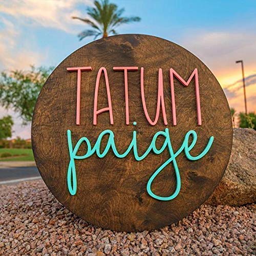 round wooden baby name signs for nursery