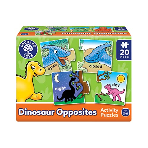 Orchard Toys Dinosaur Opposites Activity Puzzles Helps to Teach Opposites 20 Puzzles in a Box 2-Piece Activity Puzzles For Kids Age 3-6 19 cm x 8 cm