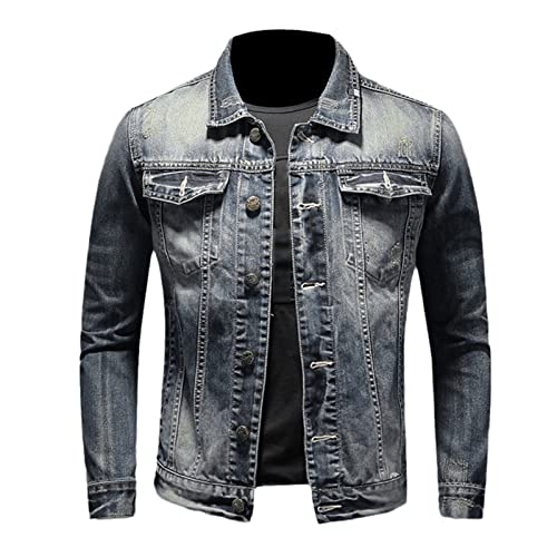 Veste en jean pour homme violette premium avec revers brodé Kelsiop M