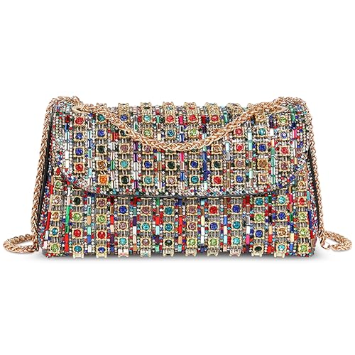 DEEVORCA Mujer Bolso de Hombro Mujer Exquisito Bolso de Mensajero Voltear Bolso Bandolera Viajar Vacaciones Bolso Tipo Mensajero Fiesta de la Tarde Bolsa Cadena Impermeable PU Cuero Multicolor