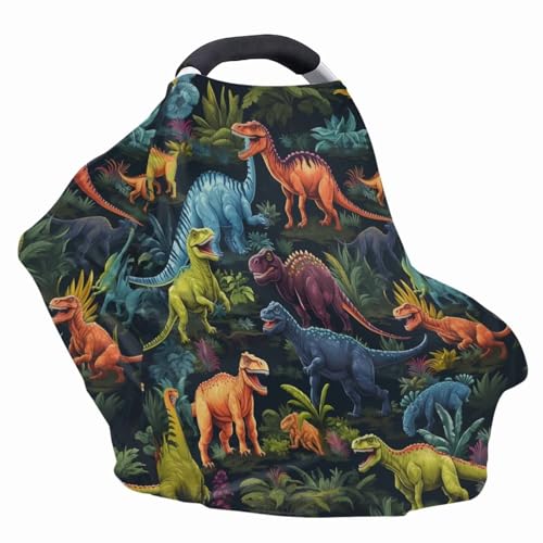 Image of ZFRXIGN Cool Dinosaur Car Seat Covers for Babies Multi-use Carseat Canopy Nursing Cover, Breastfeeding Cover Scarf, Infant Boys and Girls Gifts Black