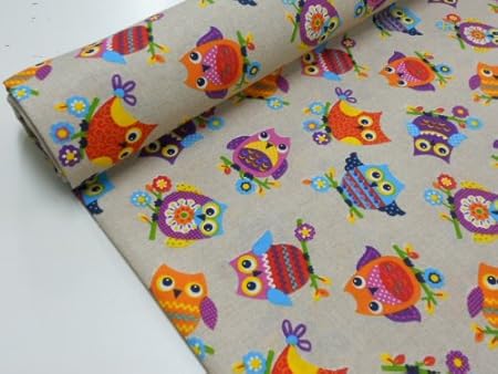 Confección Saymi Metraje 0,50 MTS Tejido loneta Estampada Ref. Buhos, con Ancho 2,80 MTS.