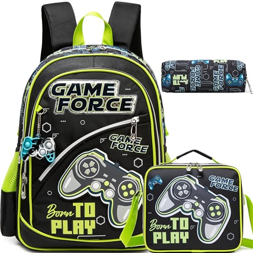 Meetbelify Mochilas escolares fofas para meninas e meninos para estudantes do ensino fundamental, 8 a 10 anos, conjunto de mochila estética, Jogo 02, 16.5' x 11.8' x 7', Moderno