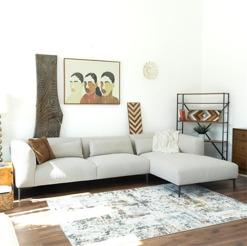 Miniatura 2 de Ashcroft Furniture Co Saviola - Sofá seccional de esquina de esquina de tela beige orientado a la derecha