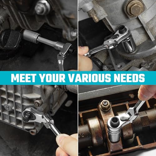 Image of DURATECH 33-Piece 1 /4 inch Drive Socket and Ratchet Set | 2 in 1 Flex Head Ratchet with Magnetic Bit Driver, CR-V Steel Sockets & Bits, Storage Case