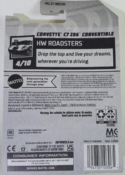 Hot Wheels Corvette C7 Z06 Convertible 1:64 miniatura 2