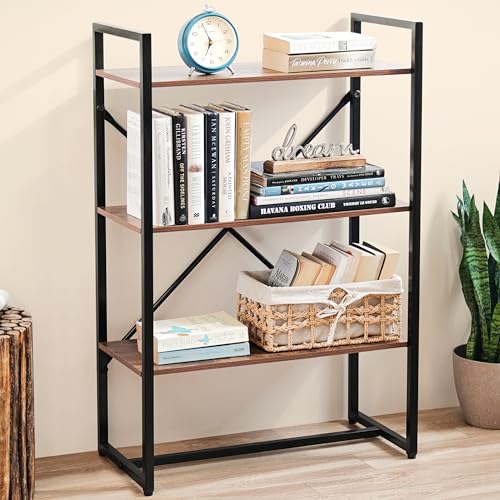 Image of About Space 3-Tier Book Shelf (3.5 ft) - Multipurpose Wooden Utility Rack with Metal Frame & Adjustable Bush - DIY Open Display Rack /Shelf Storage Organizer Stand