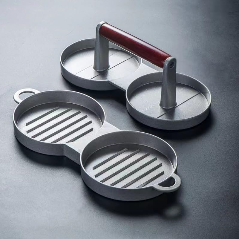 Hamburgerpers, Hamburgerpers Patty Maker, 2 Patty Press Burger Mold Ring, Non Stick Kitchen Barbecue Tool Grillaccessoires / 604