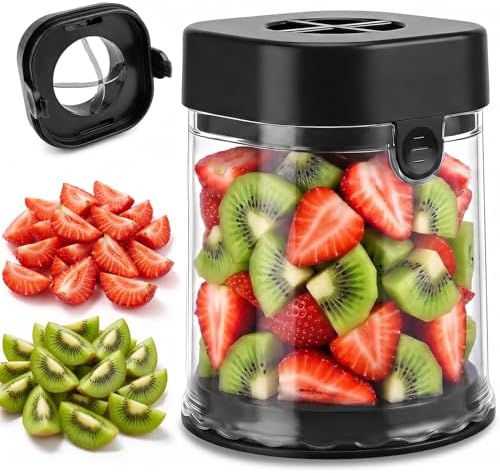 Mini Fruit Slicer Cup with Stainless Steel Blades, Strawberry Sli...