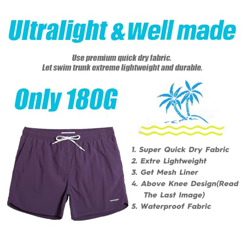 Image of maamgic Mens Swim Trunks 5 inch with Mesh Lining Quick Dry Bathing Suits for Men Swim Shorts Swimwear