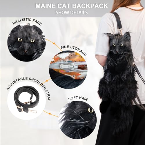 Chongker Cat Plush Backpack - Realistic Puffy Cat Purse Crossbody Bag for Women - Cute and Soft Stuffed Animal Handbag with Adjustable Straps4