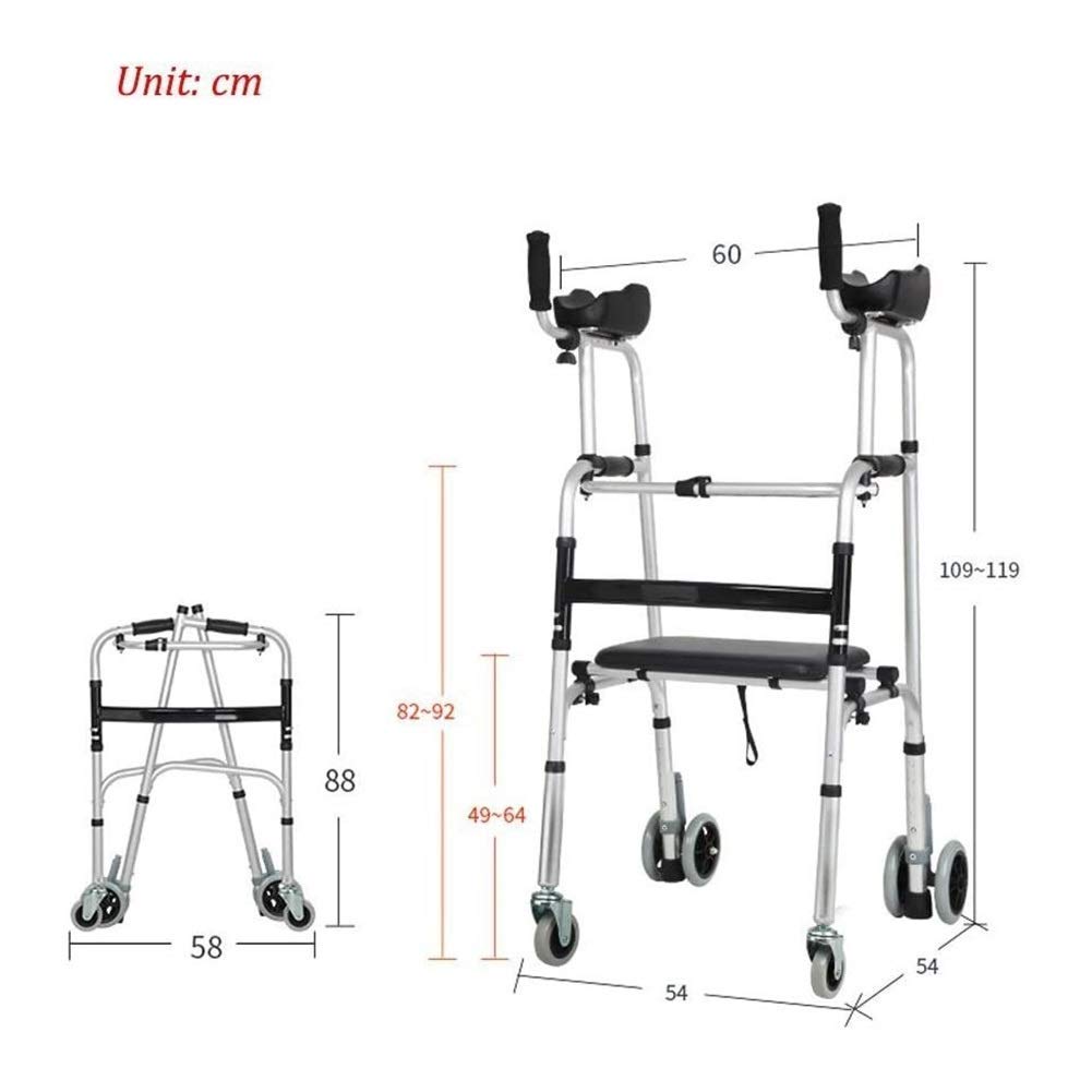 Polegaj na chodziku dla seniorów Rollator Standardowe chodziki Chodzik na kółkach z 4 kołami Składany chodzik dla seniorów Osoby w podeszłym wieku - pomoce do chodzenia Lekki wsporniki Do 440 funtów
