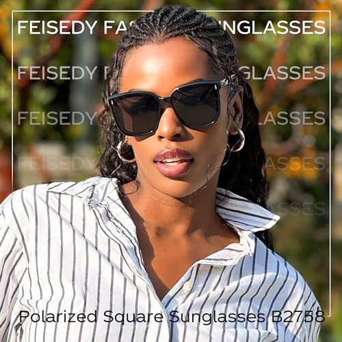 FEISEDY Women Oversized Vintage Polarized Sunglasses Square Cute Trendy Classic Simple Men B27582