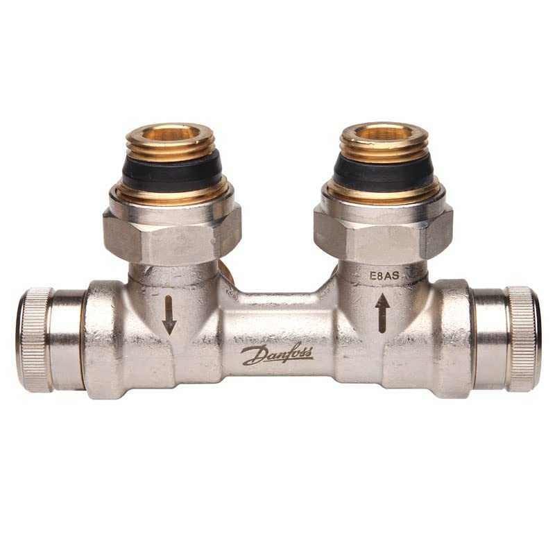 Danfoss - Corps de robinet - Répartiteur auto-équilibrant RLV-KDV pour radiateur Femelle 1/2" (15/21) mural entrée droite - raccordement Mâle 3/4" (20/27) -