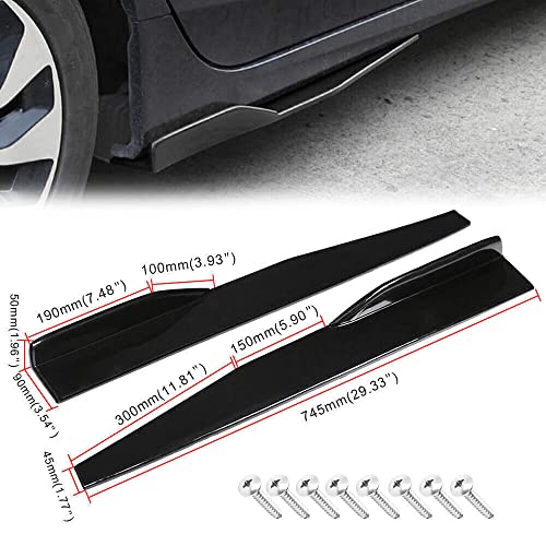 Tomicob 10Pcs Universal Front Bumper Lip Chin Spoiler Diffuser Body Kits, Glossy Black 4Pcs Sharp Corner Front Lips + 2Pcs 29" Side Skirts + 2Pcs Rear Lips + 2Pcs 8-11" Splitter Rods Fit For Most Cars #TOP3
